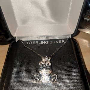 925 sterling silver crystal frog necklace